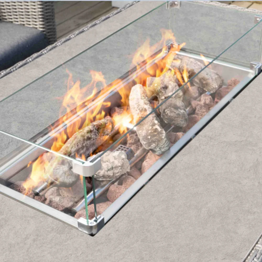 Pacific Lifestyle Barbados 3 Seater Gas Fire Pit Lounge Set Rattan - Image 4