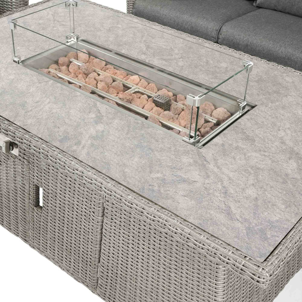 Pacific Lifestyle Barbados 3 Seater Gas Fire Pit Lounge Set Rattan - Image 5