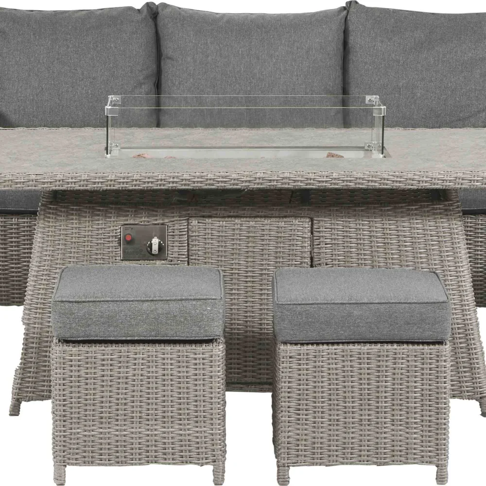 Pacific Lifestyle Barbados 3 Seater Gas Fire Pit Lounge Set Rattan - Image 8