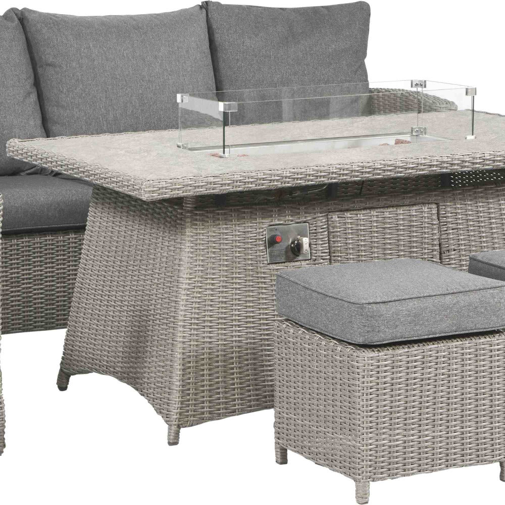 Pacific Lifestyle Barbados 3 Seater Gas Fire Pit Lounge Set Rattan - Image 9