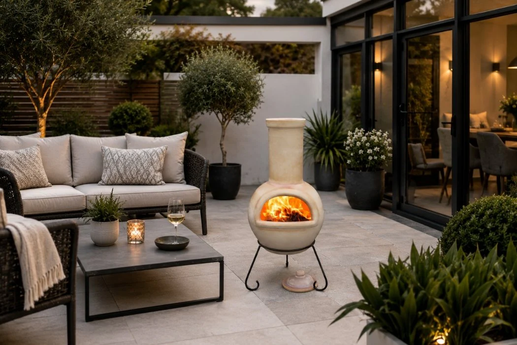 Gardeco Sempra Large Chimenea in Glazed Cappucino - Image 4