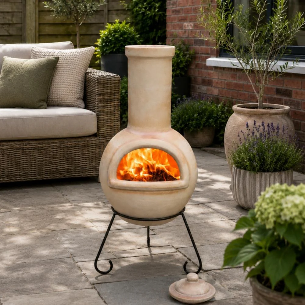 Gardeco Sempra Large Chimenea in Glazed Cappucino - Image 6