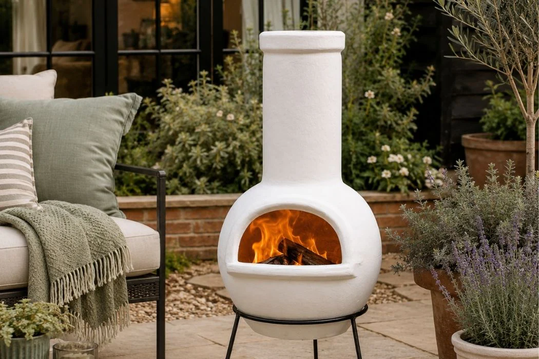 Gardeco SEMPRA Large Clay Chimenea in Natural Clay Finish inc Stand and Lid - Image 3