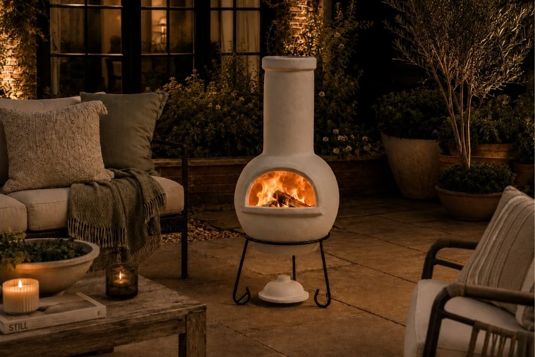 Gardeco SEMPRA Large Clay Chimenea in Natural Clay Finish inc Stand and Lid - Image 4
