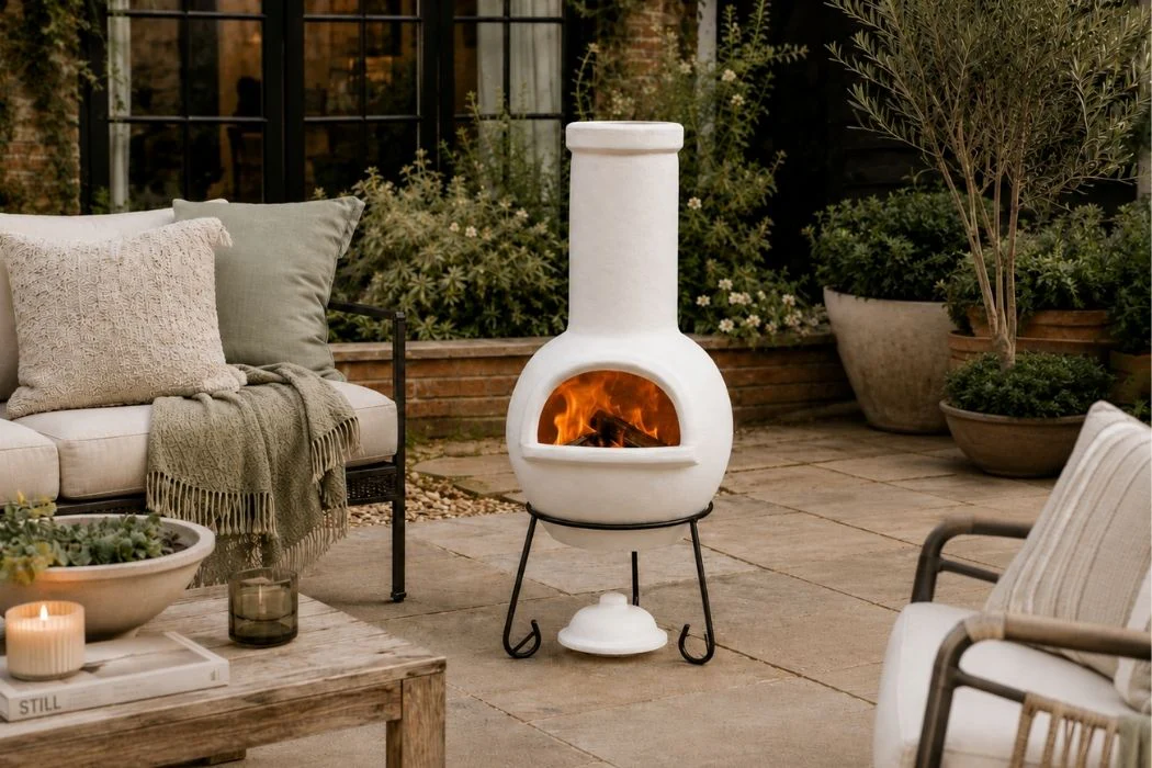 Gardeco SEMPRA Large Clay Chimenea in Natural Clay Finish inc Stand and Lid - Image 5