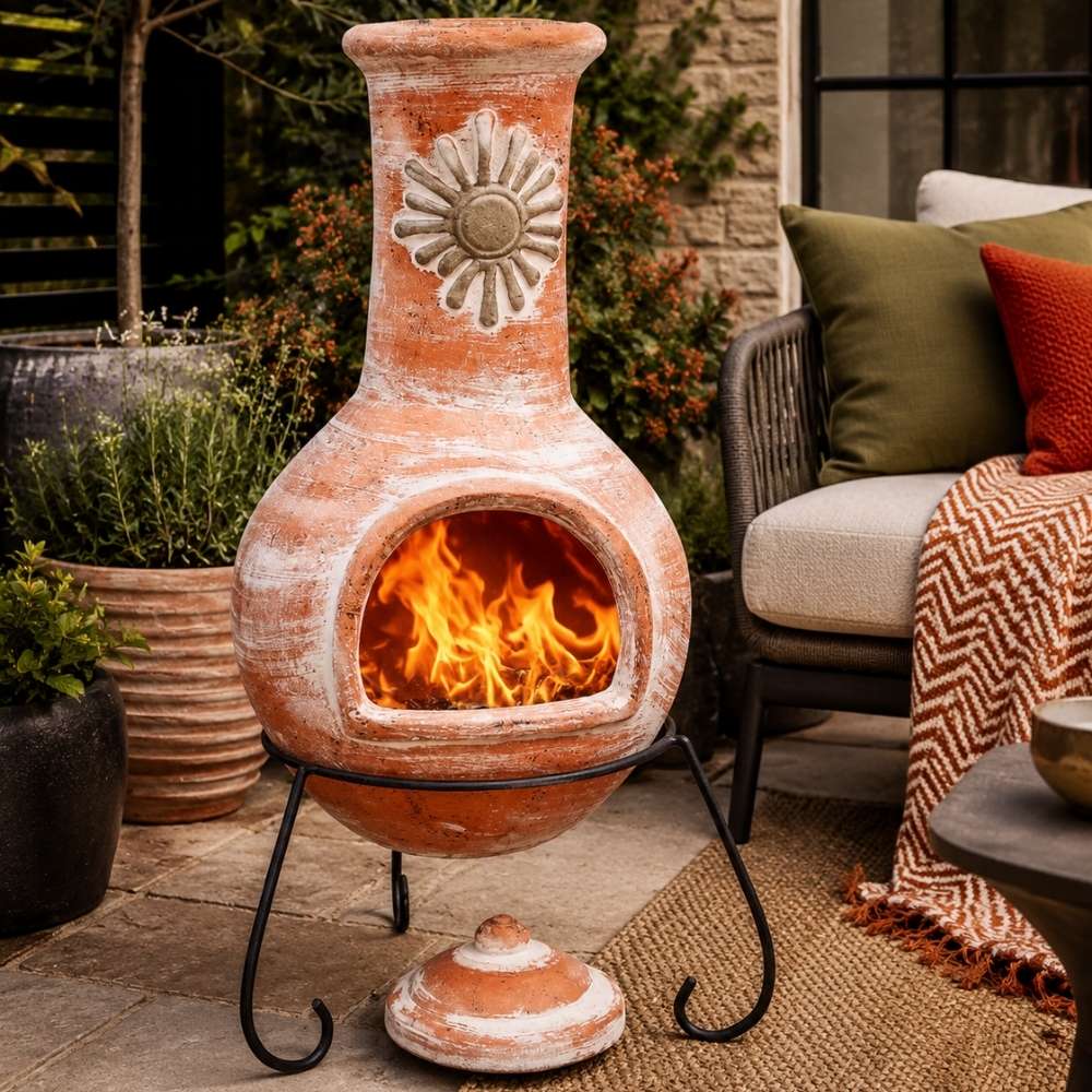 Gardeco Sol Mexican Clay Chimenea Rustic Orange in Large and XLarge