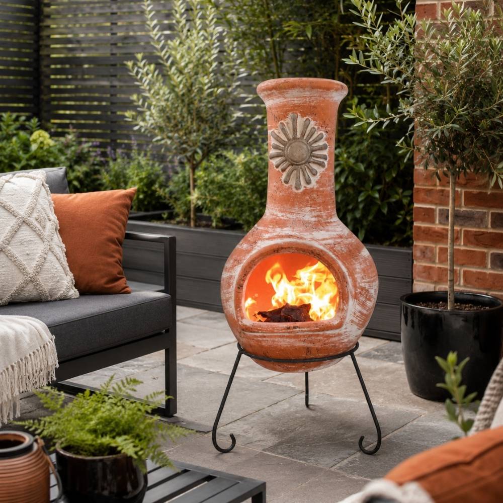 Gardeco Sol Mexican Clay Chimenea Rustic Orange in Large and XLarge - Image 5