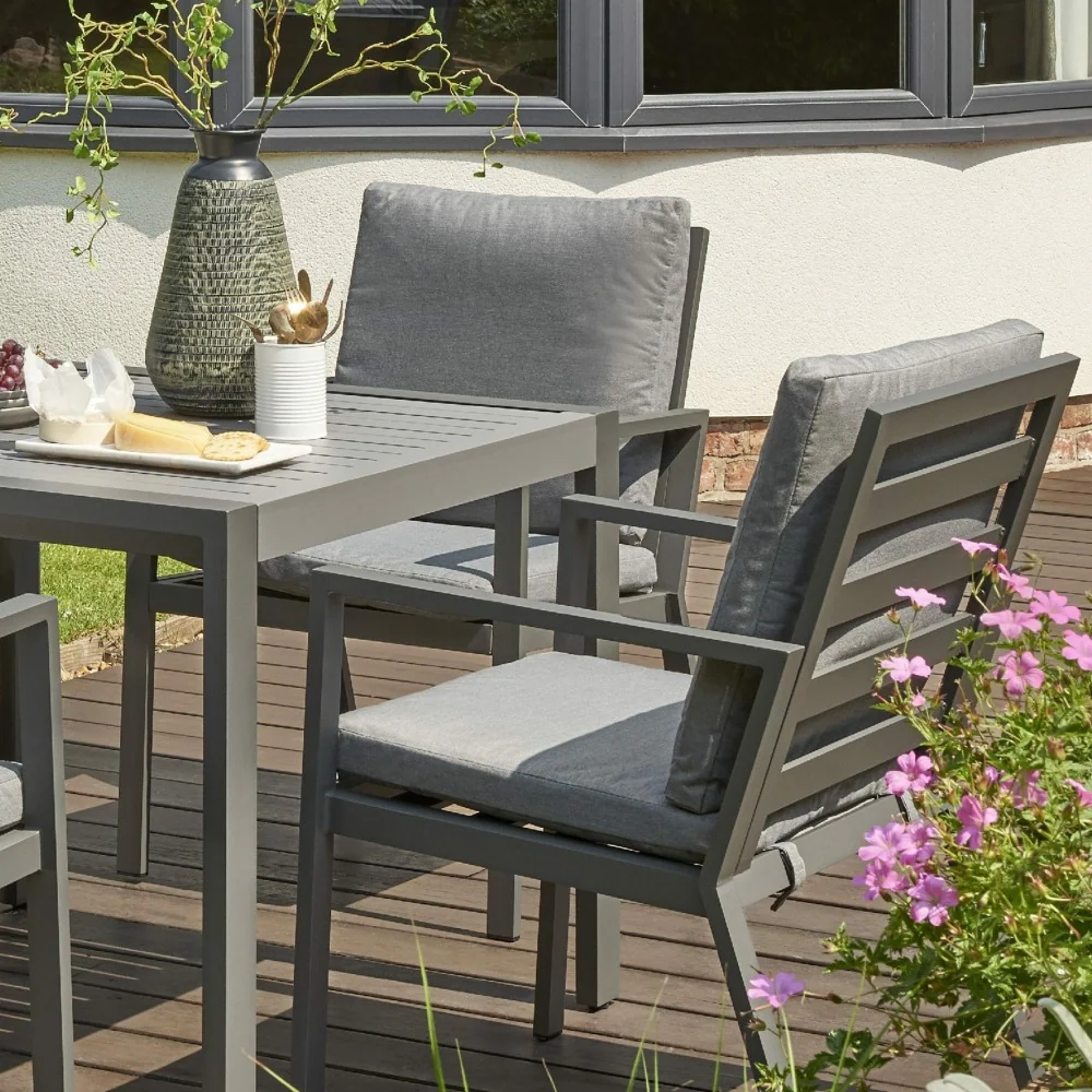 Titchwell 4 Seat Dining Set Grey - Image 3