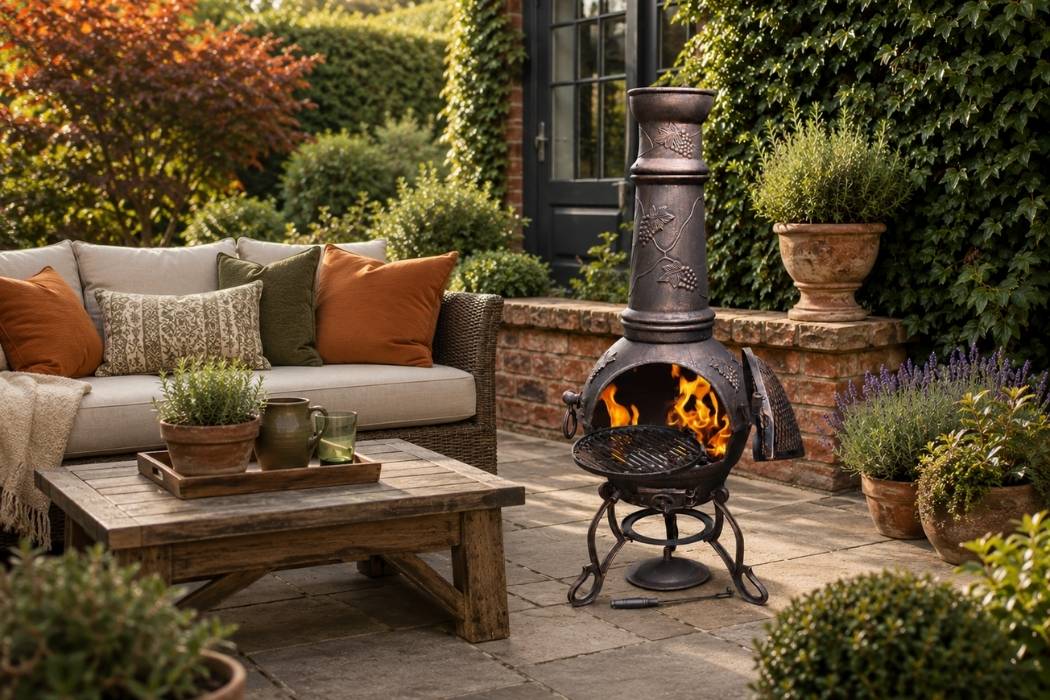 Gardeco Toledo Cast Iron Chimenea in bronze with grapes - Image 7