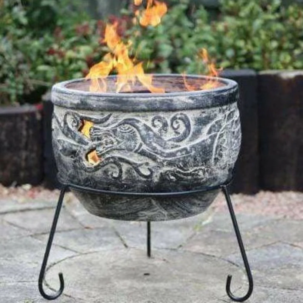 Gardeco Wynd - The Dragon Fire Pit inc Stand in Charcoal Grey and Burgundy - Image 5