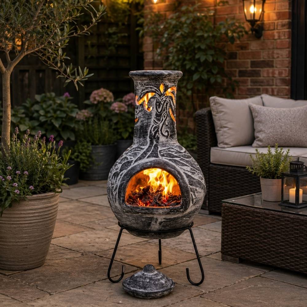 Gardeco Wyre XL Dragon Clay Chimenea inc Stand - Image 3