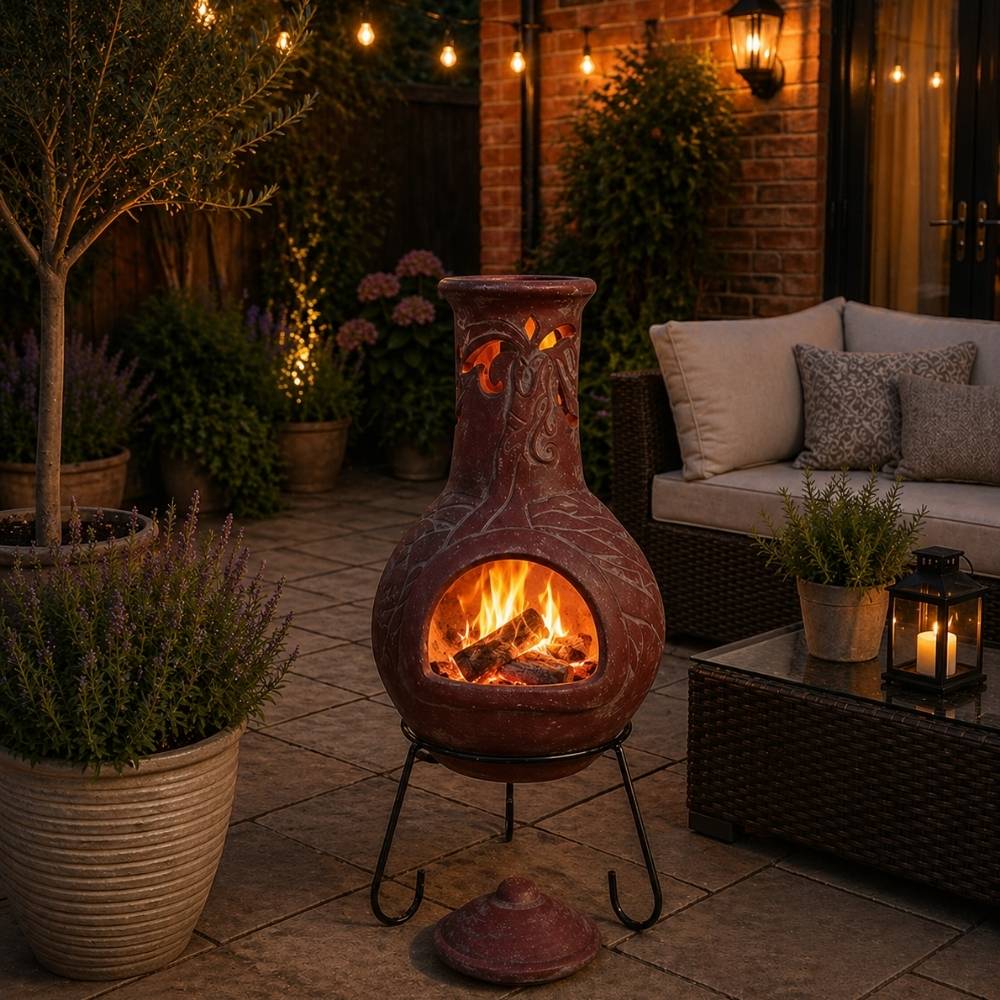 Gardeco Wyre XL Dragon Clay Chimenea inc Stand - Image 4